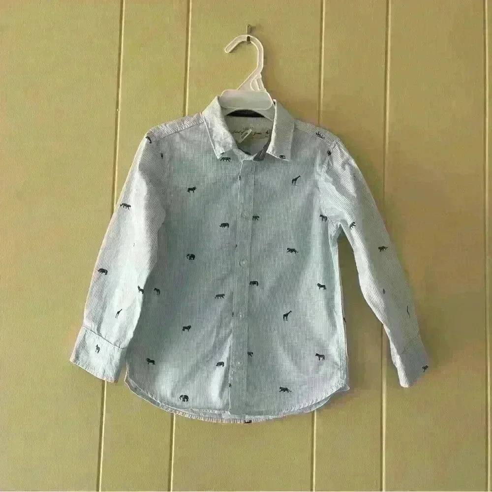 H&M Boys Blue Long Sleeve Button-Down Shirt 3-4Y - Picture 2 of 7
